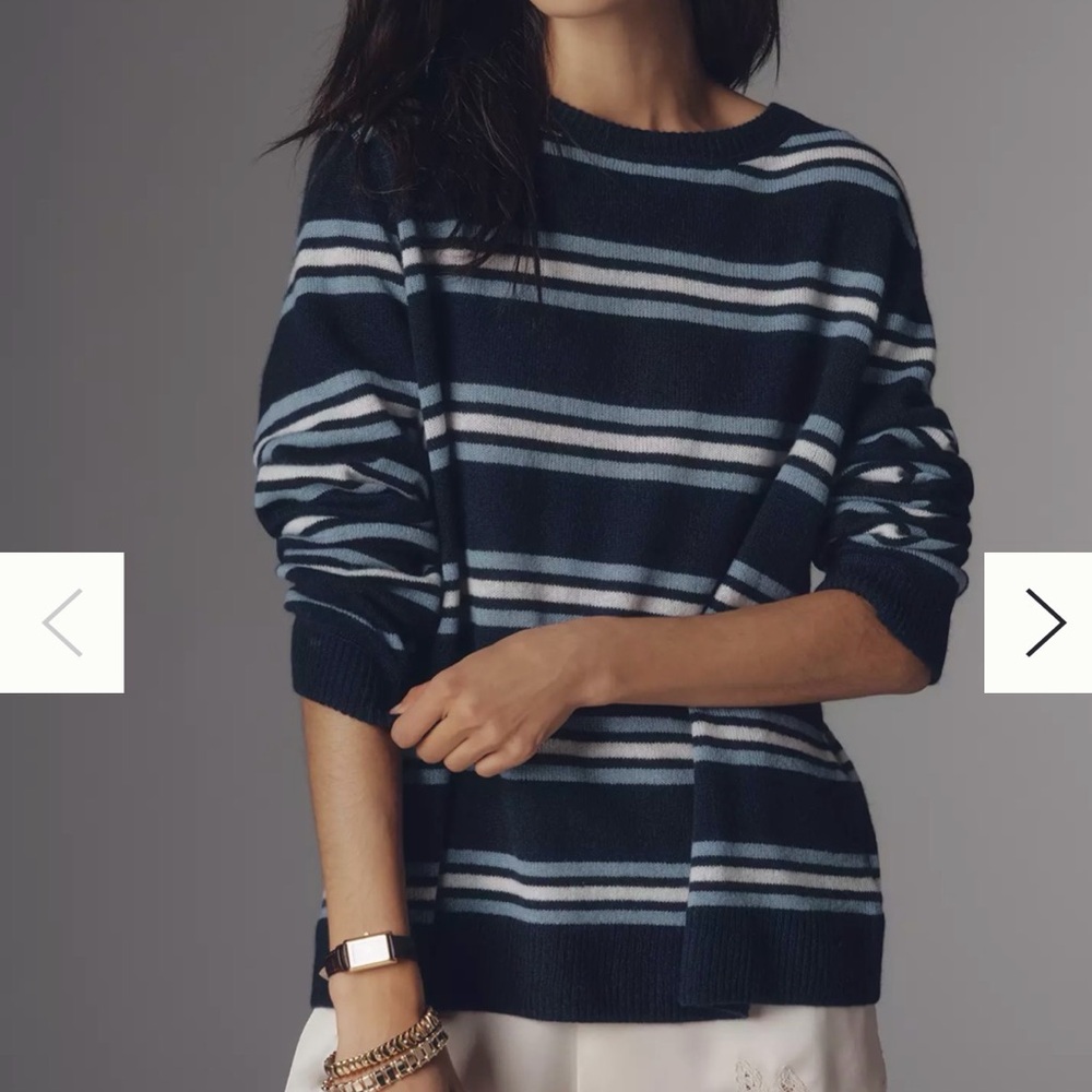 Reformation Navy and Light Blue Striped Sweater